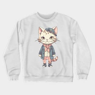 A cute kitty wearing street fashion Crewneck Sweatshirt